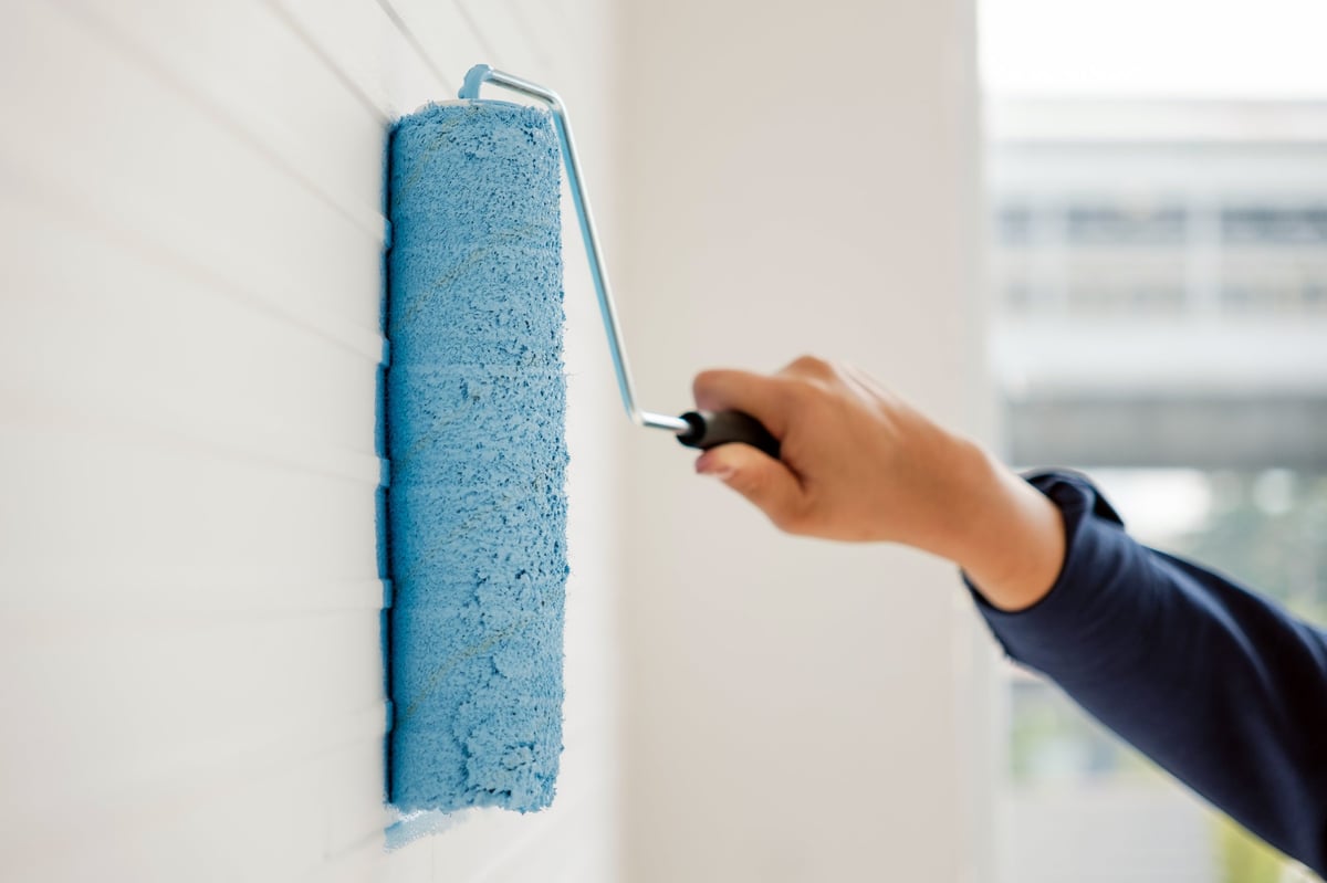 Interior wall being repainted in a Chester County home